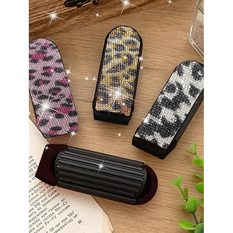 Leopard Print Compact Folding Mirror Comb -3 Portable Mirrors, Distinctive Pattern, Multifunctional Mini Makeup Mirror And Massage Comb, Travel Brush, Essential For Travel, Durable Plastic Frame, Suitable For Women's Daily Hairstyles, Makeup, Beauty Tools