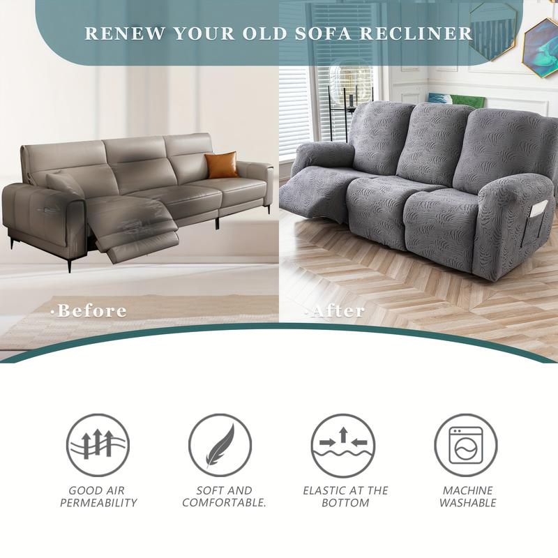 Leopard Print Stretch Recliner Sofa Cover, 3-Seater Sectional Slipcover with Pockets, Machine Washable Furniture, Protector #TikTokShopHolidayHaul