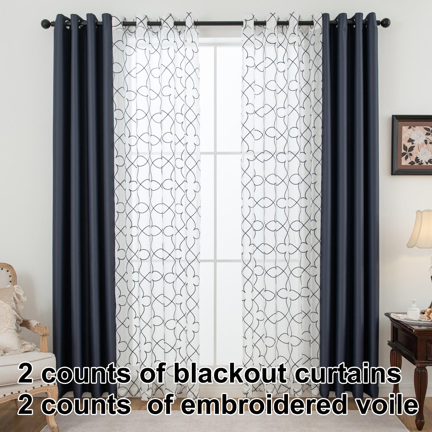 Upgrade Your Room! ✨ Stylish SUN-BLOCKING Curtains w/ Embroidery - Set of 4! Embroidered Curtains Home Decoration Curtain #RoomMakeover #InteriorDesign #BedroomDecor