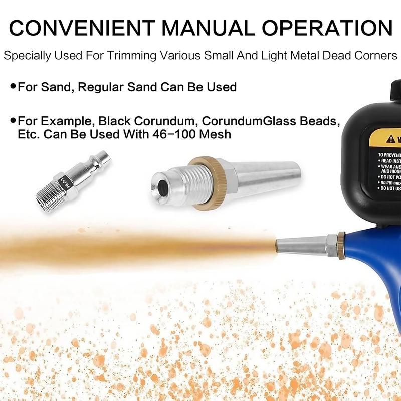 Handheld Gravity Sandblaster, Dual Mode Anti-rust & Anti-paint Removal Tool, Industrial Grade Tungsten Steel Wear-resistant Nozzle Precision Sand Flow Control Tool