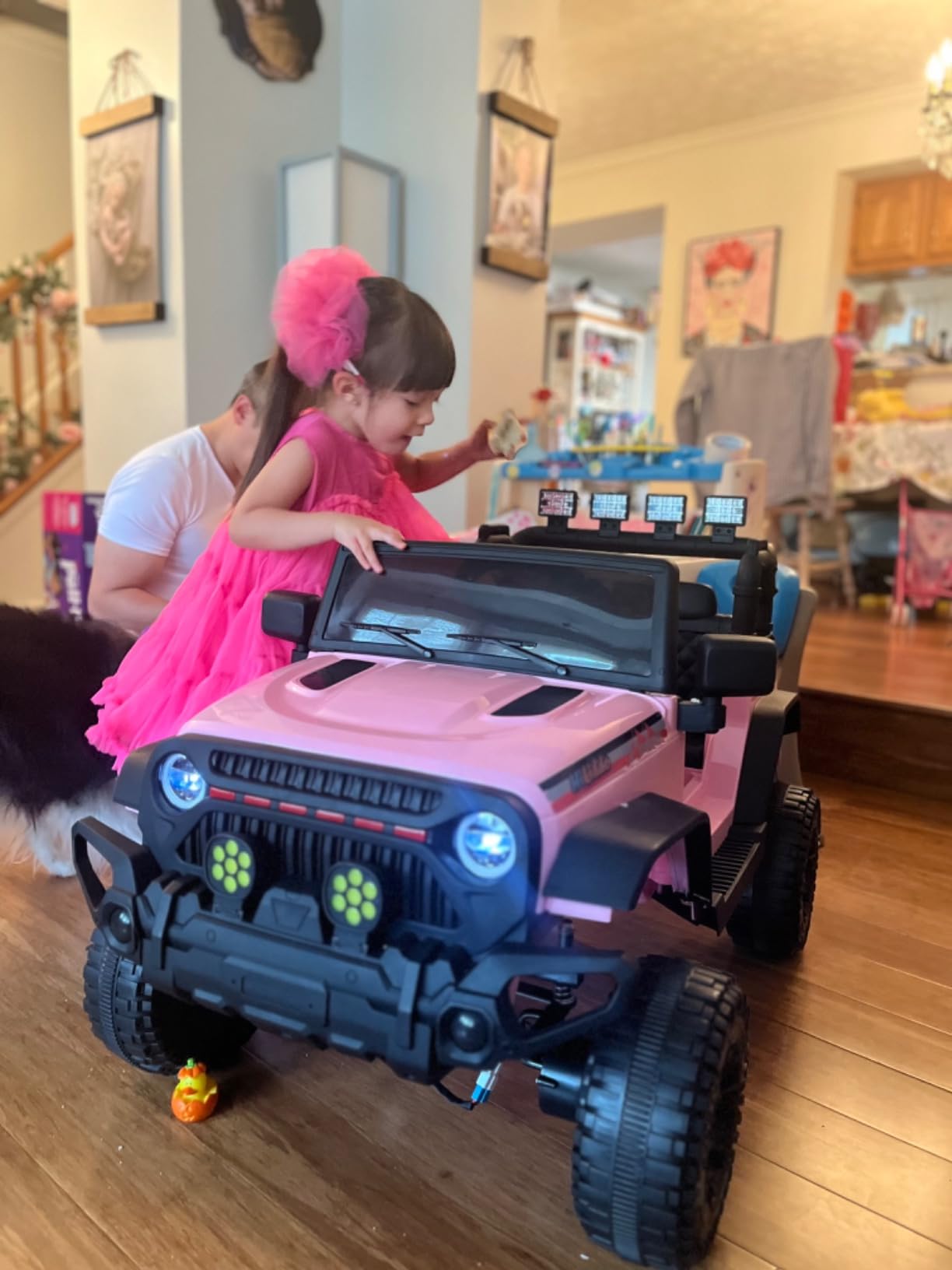 Hikiddo 4WD Kids Ride on Car Truck, Outdoorfun 12V 7Ah Kids Electric Vehicles Car Ride on Toy for Toddlers 3-5 with Remote Control