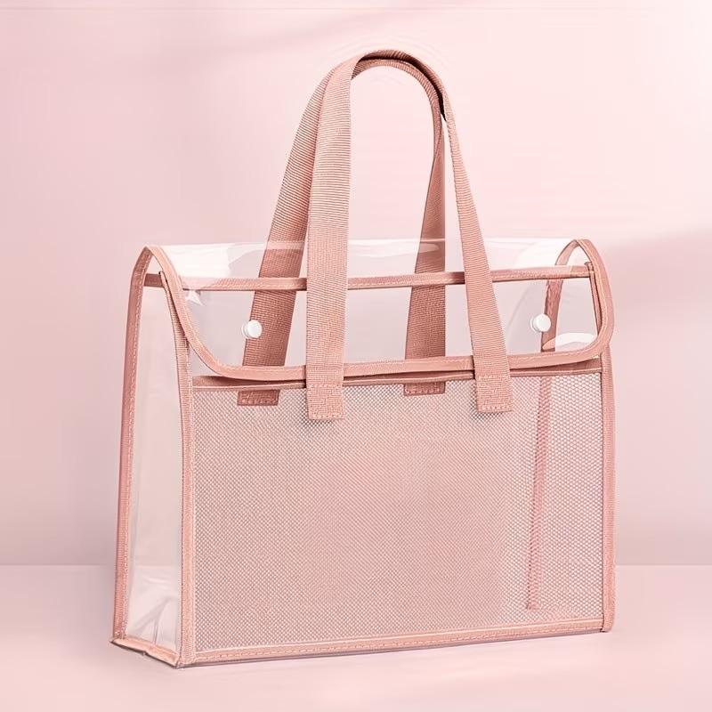 Large Capacity Clear PP Document Bag - Multi-Compartment Design, Fits Tablet, A4 Paper & Stationery - Durable Portable File Organizer with Visible Content Design, Storage Bag