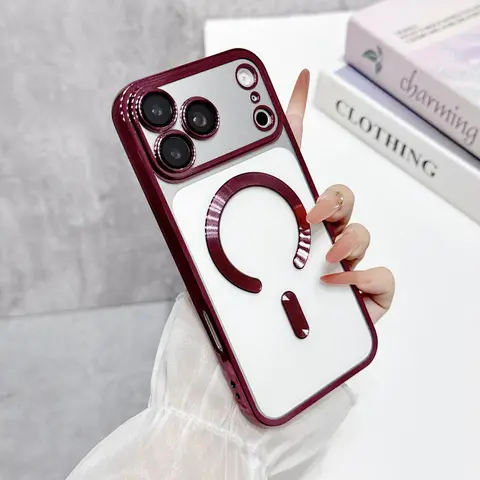 Electroplated Clear MagSafe Case for iPhone 18 Pro Max 18 Pro 17 Pro Max 16 15 14 13 12 11 Pro Max Luxury Metallic Bumper Camera Lens Protector Shockproof Slim Transparent Cover,Phone Case for iPhone 18 Pro Max
