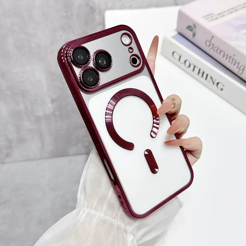Electroplated Clear MagSafe Case for iPhone 18 Pro Max 18 Pro 17 Pro Max 16 15 14 13 12 11 Pro Max Luxury Metallic Bumper Camera Lens Protector Shockproof Slim Transparent Cover,Phone Case for iPhone 18 Pro Max