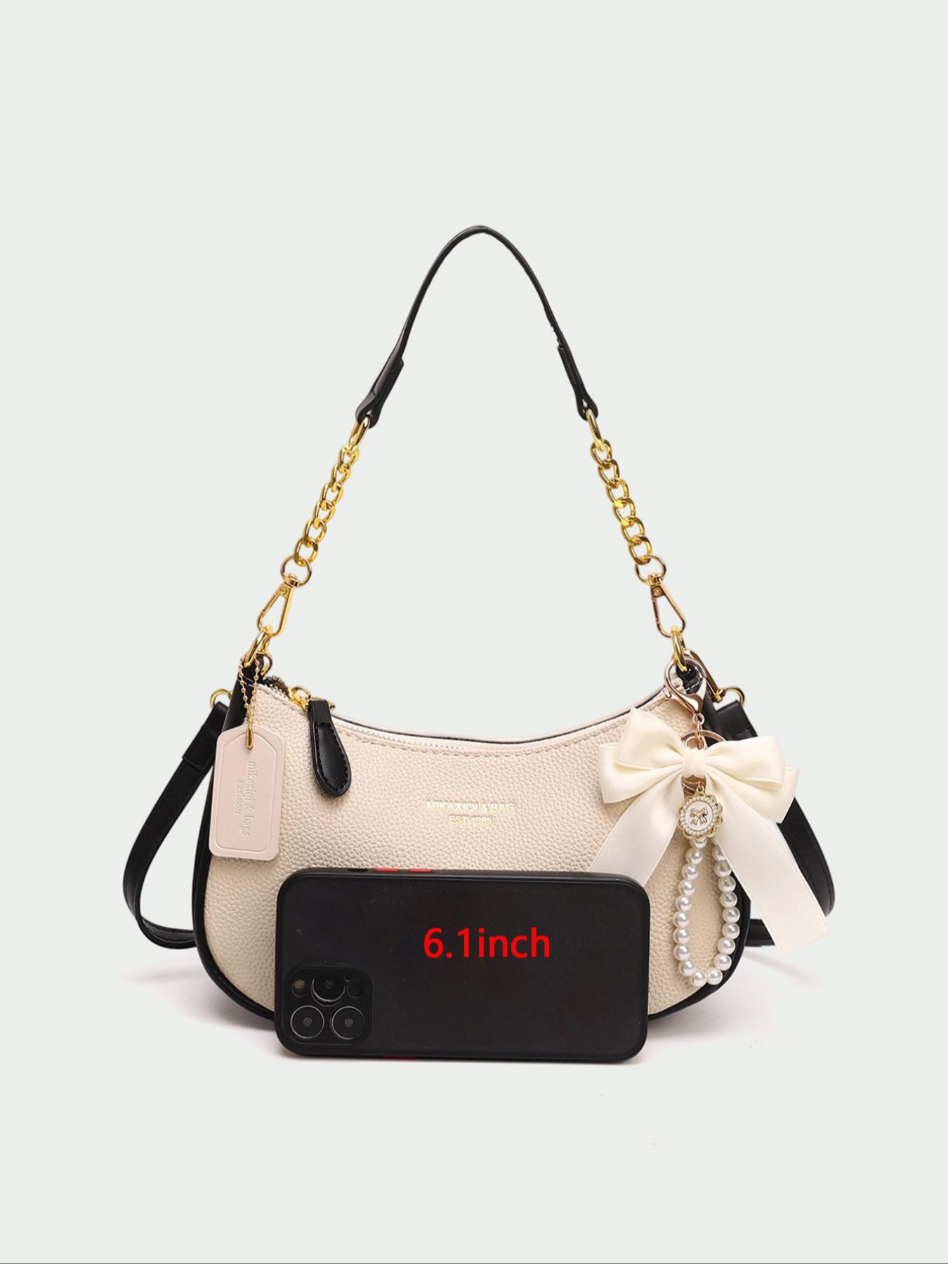 Women's Vintage PU, Fashion Chain Breadbag, Embellished Shoulder Bag, Casual Commuter Bag, Commuter Office Streetwear, Perfect Gift, Pure Color, Ideal for Daily Use