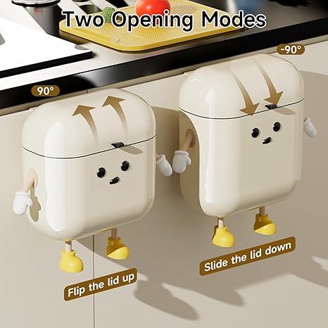 UFORU 3.2 gallons/12 liters cute cartoon trash can, with lid plastic hanging trash can, suitable for bathroom, office, RV, ABS plastic material, smooth surface, easy to clean, leak-proof seal,Cabinet UFORU 3.2 gallons/12 liters cute cartoon trash can, with lid plastic hanging trash can, suitable for bathroom, office, RV, ABS plastic material, smooth surface, easy to clean, leak-proof seal,Cabinet