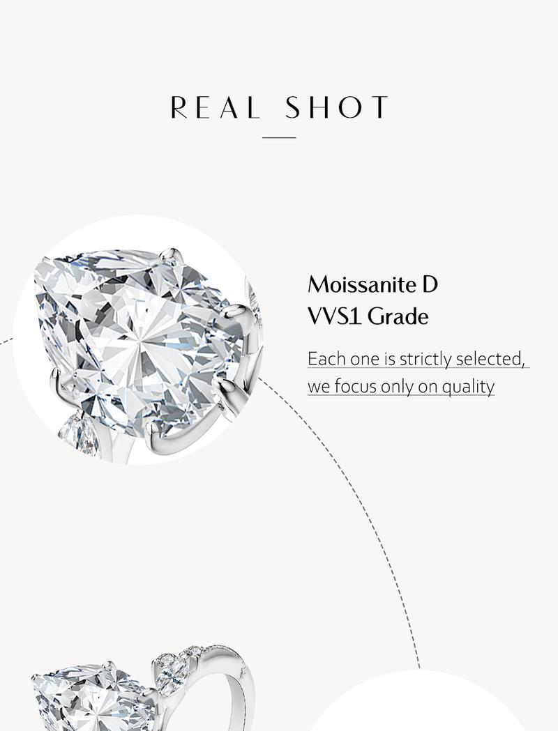 Pear Shape Synthetic Moissanite Ring 2.0CT D Color VVS1 Engagement Party For Women Fine Jewelry Gift R054
