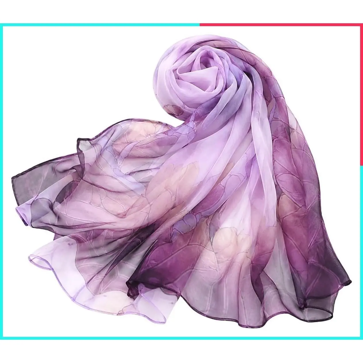 Women's Floral Lightweight Scarf Spring Summer Sunscreen Shawl Wrap Headscarf, Soft Lotus Print Fabric for Shoulders, Beach Trips, Travel, Daily Outfits and Warm-Weather Layering