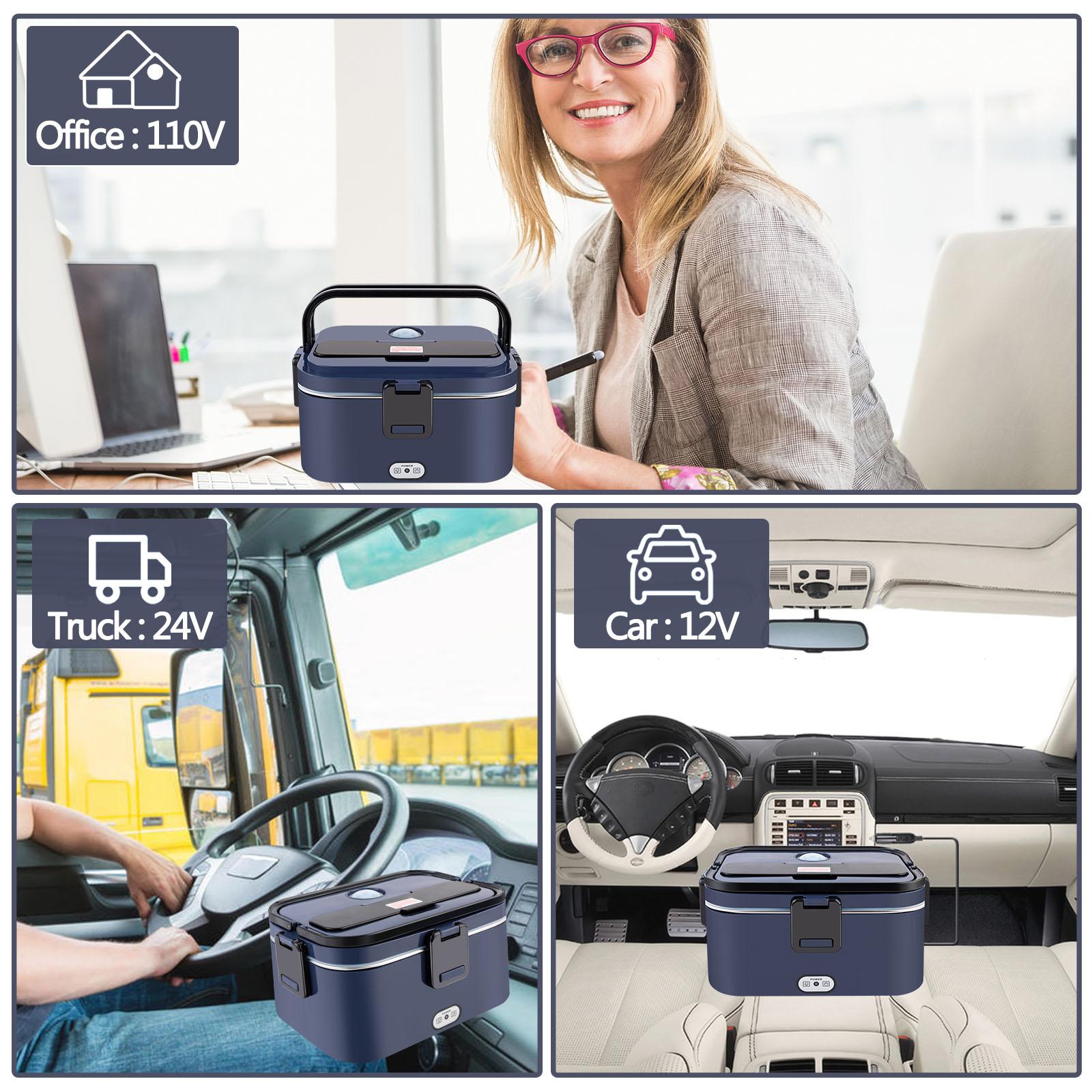 Nifogo Electric Lunch Box, 80W Food Heater 1,8L for Adults Portable Food Heater with Tableware and Lunch Bag, Car & Home Portable Electronic Food Heater for Home Office Travel