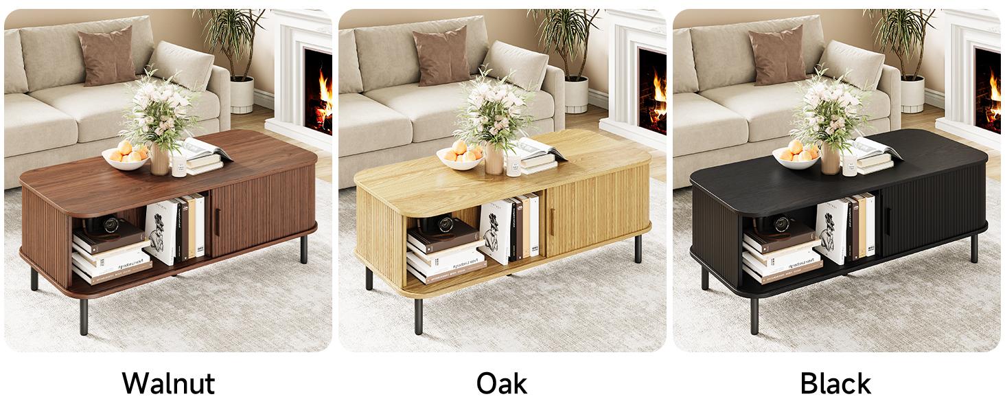 【SPOTLIGHT DAY】ONBRILL 31.5" Gorgeous Fluted Coffee Table, Round Mid Century Coffee Tables for Living Room, Cute Modern Wood Coffee Table, Drum Accent Small Center Table, Bedroom Furniture, Christmas Gift