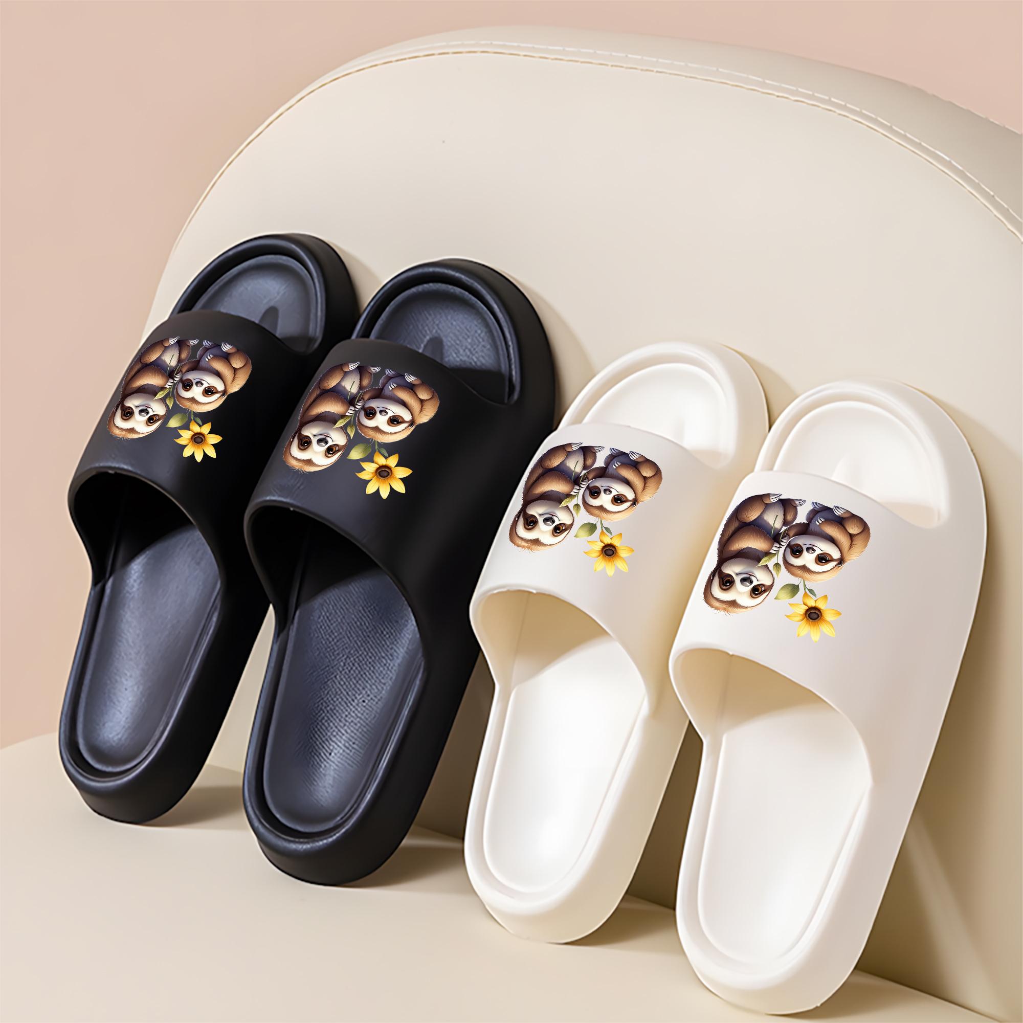 Cute Sloth Parent-child Printed Slippers, Soft-soled Slippers for Indoor and Outdoor Wear, Comfortable and Non-slip Slippers in Same Style for Adults and Children, Cute Animal Pattern Slippers Suit