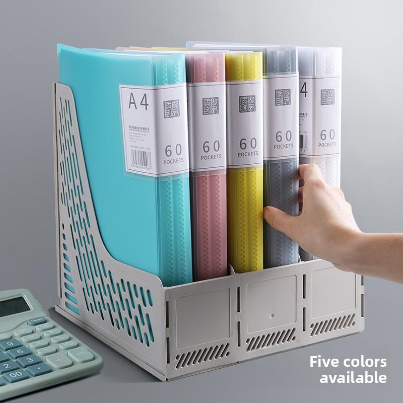 A4 60 Pockets Clear Document Folder, Multi-layer Page Flip File Organizer Large Capacity Portfolio Book for Office School