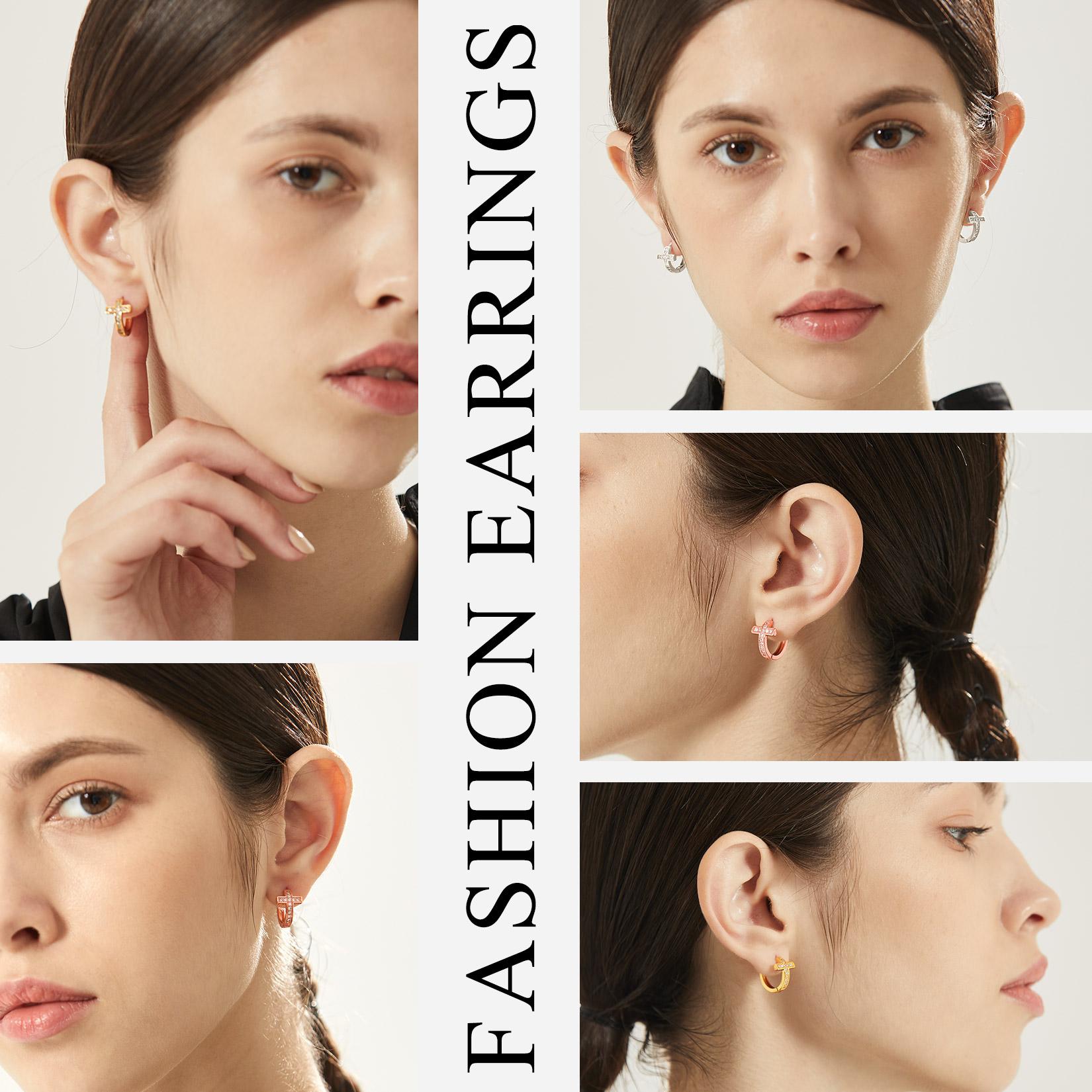 FaithHeart Cubic Zirconia Cross Hoop Earrings Copper