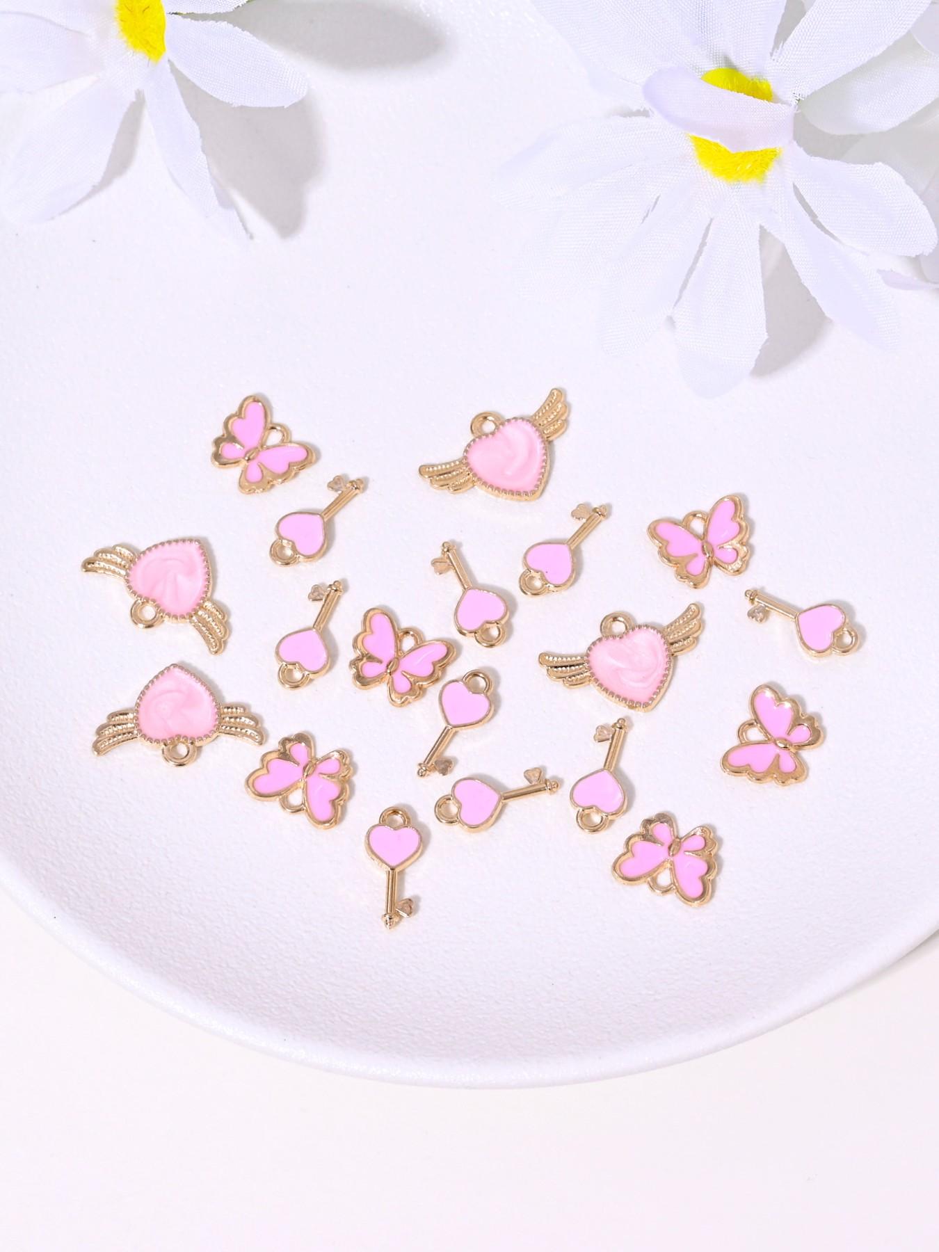 10 Cute Butterfly Heart Angel Keychains, DIY Jewelry Making, Earrings, Necklaces, Bracelets, Keychains, Daily and Festival Accessories