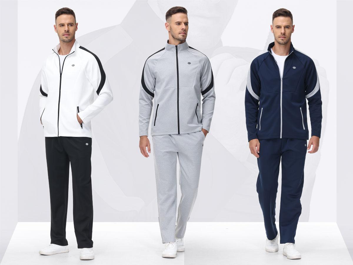 Men's 2-Piece Long Sleeve Casual Full Zip Running Sports Sweatsuit Set