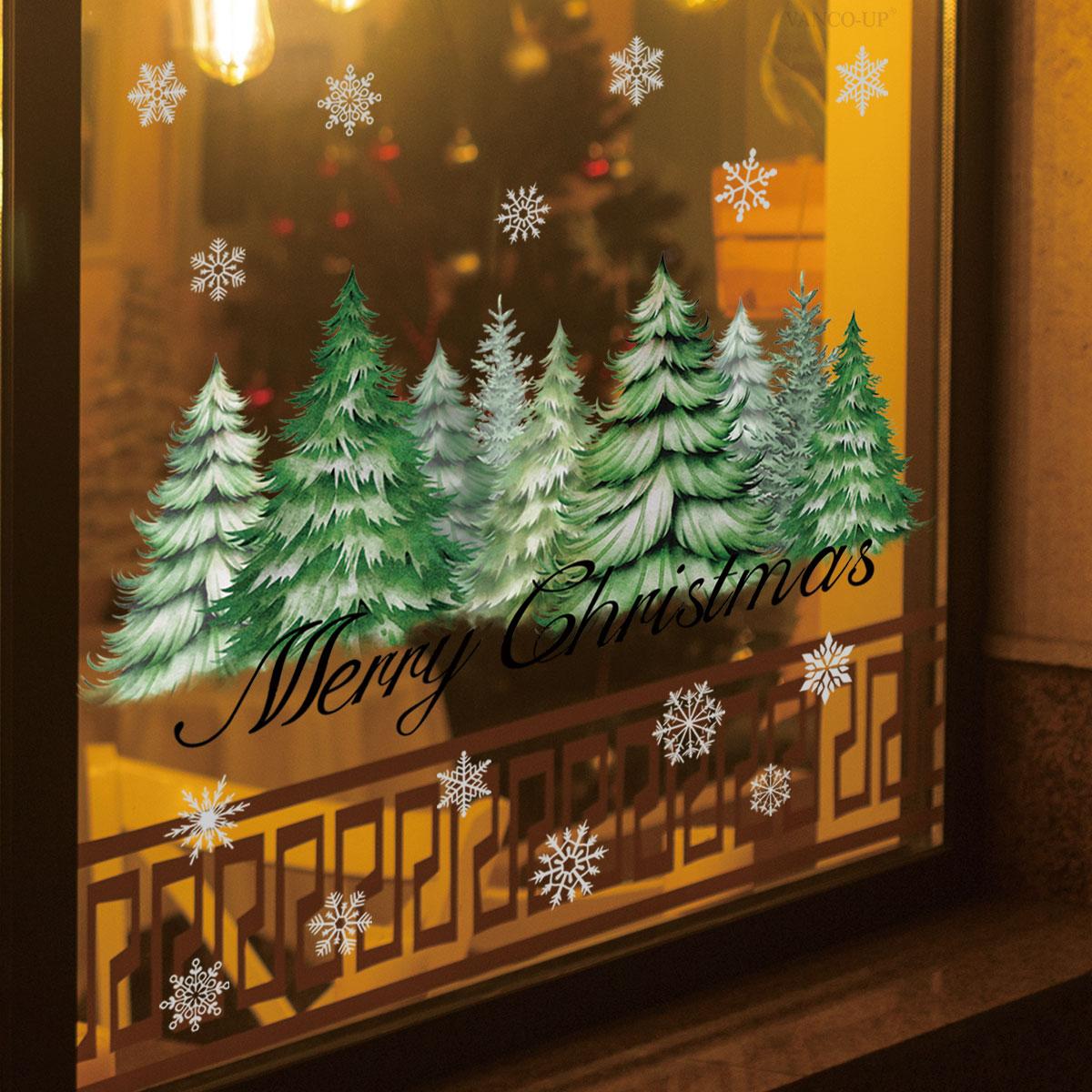 A piece of (30*60cm) electrostatic adsorption hand-painted Christmas tree snowflake decoration sticker for beautifying living room and bedroom windows, D18030-KL