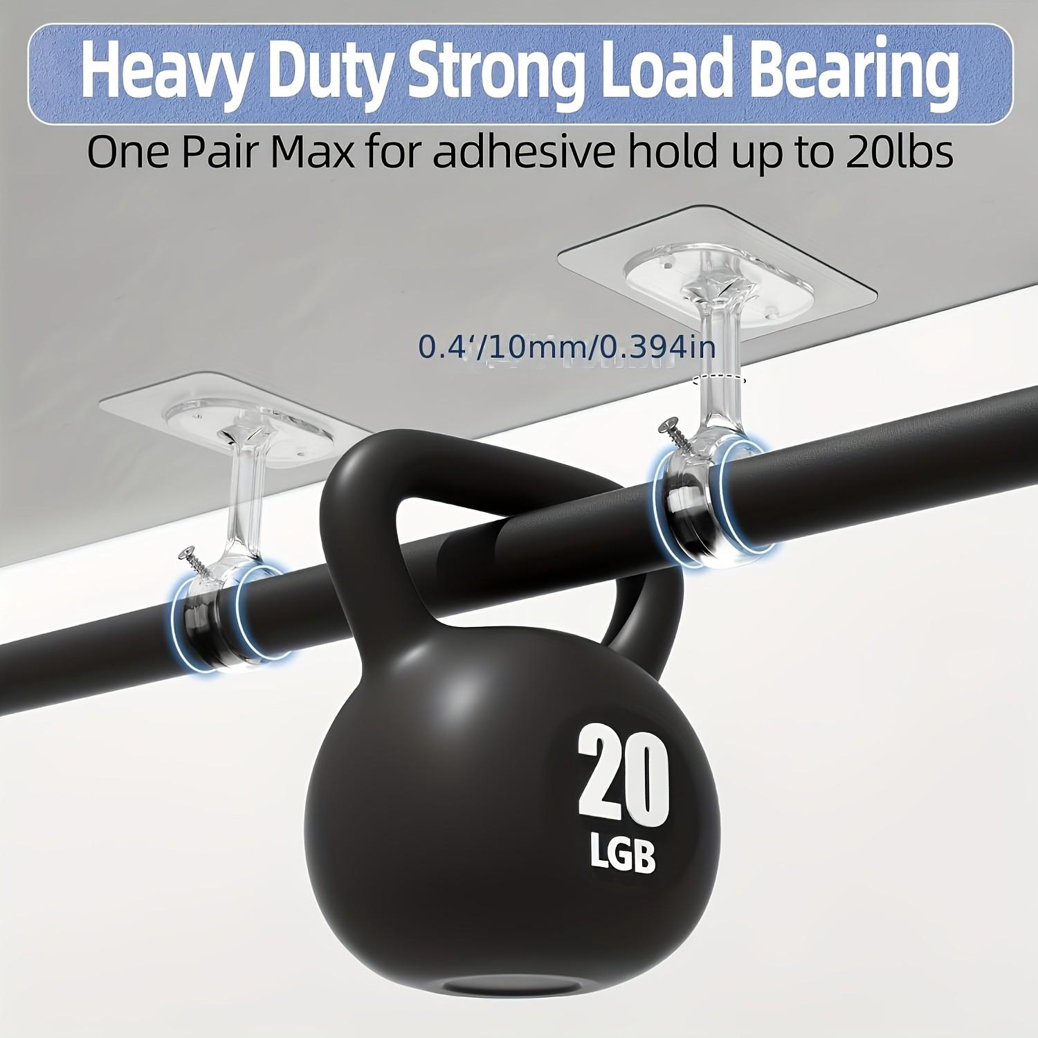 Self-Adhesive Adjustable Curtain Hooks, No Drill Ceiling Rod Brackets, Multifunctional Version for Closet & Bedroom