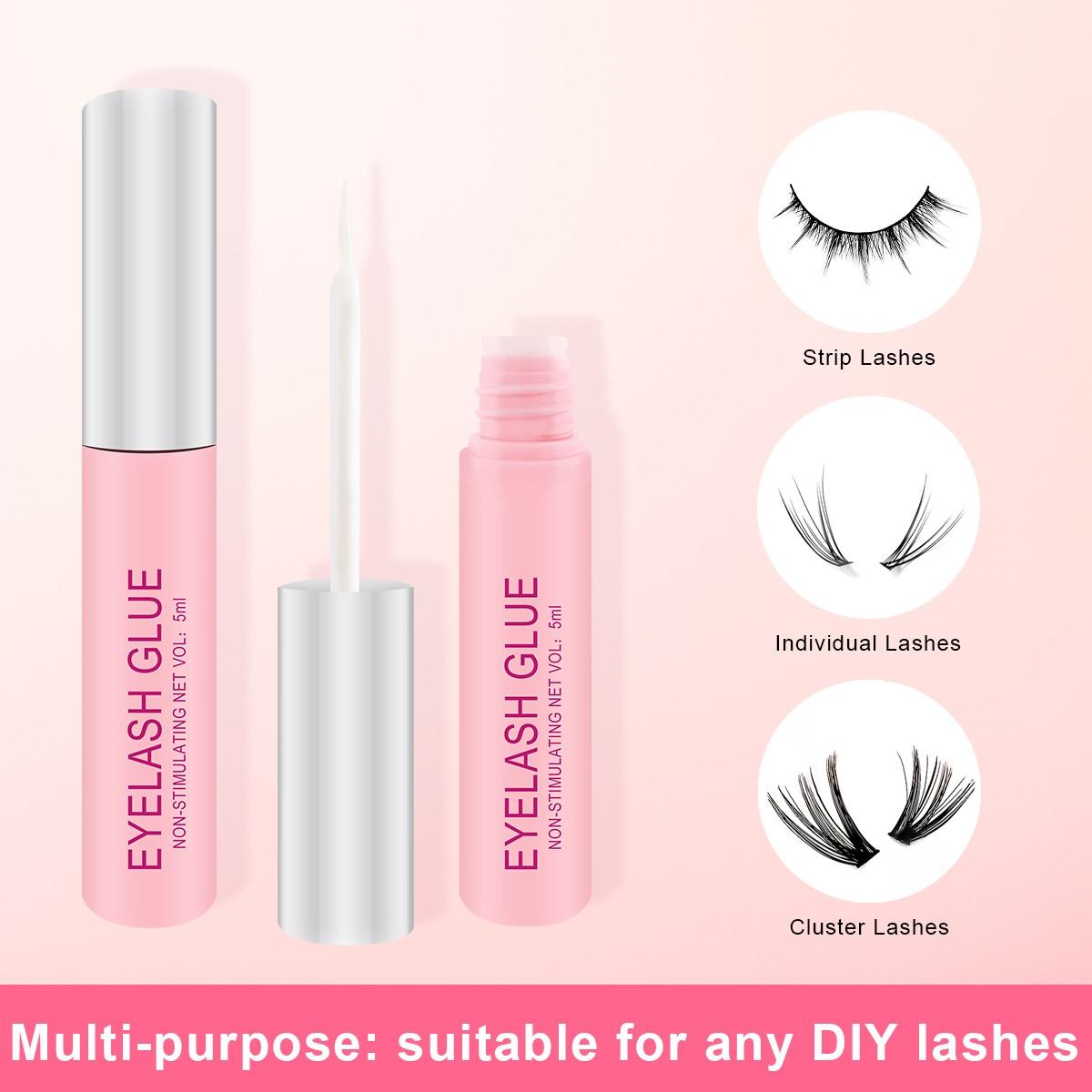 Strong Adhesive Eyelash Glue Waterproof Super Sticky Fast Drying Safe Non-Toxic Gentle for Sensitive Eyes Easy Removal Perfect for Lash Artists