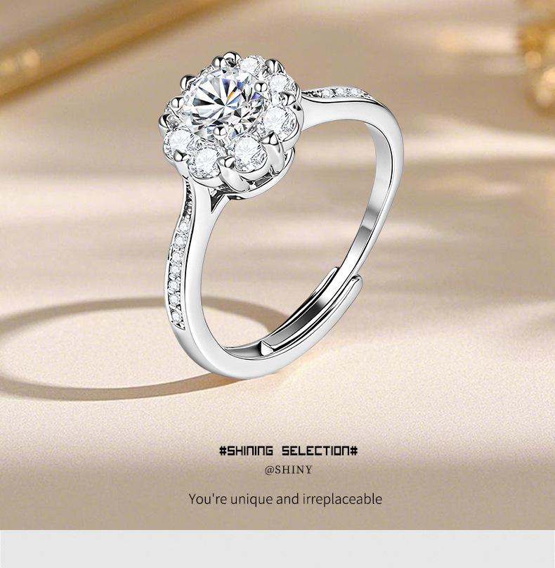 Unique design exquisite full-diamond ring for women, trendy and personalized zirconia minimalist style index finger ring with adjustable opening