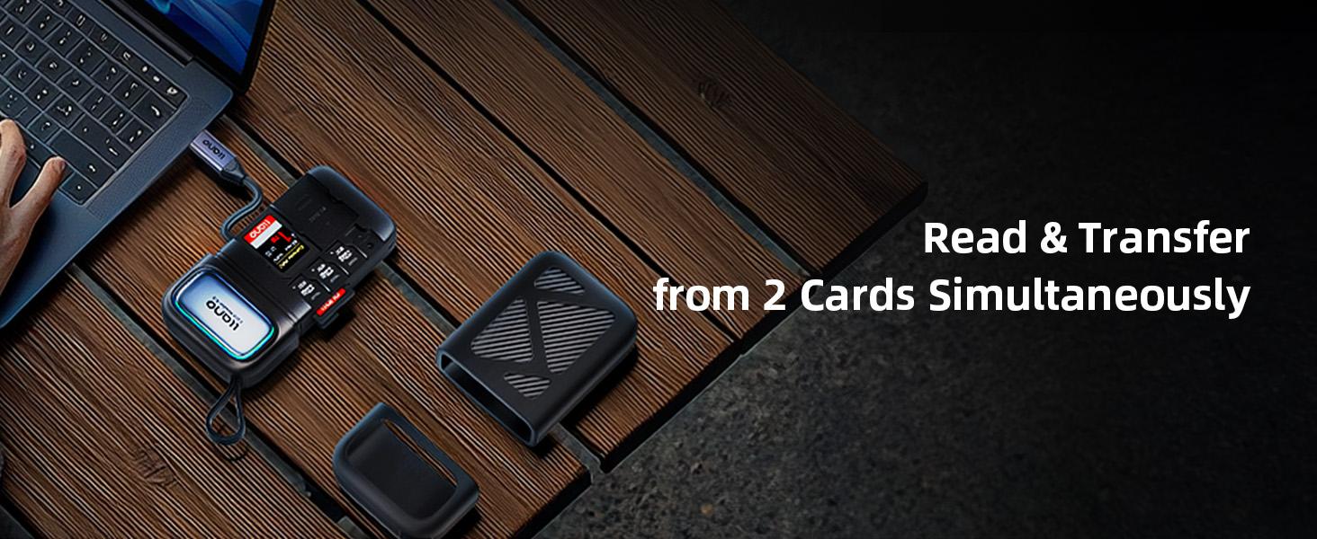 llano 2-in-1 High-Speed SD/Micro SD Card Reader Adapter(UHS-II Supported),Holder Case, Built-in Slot Storage, Compatible with iPhone, Android, PC, MacBook, Laptop, Dual Slot, USB Type-C 3.2 Gen1