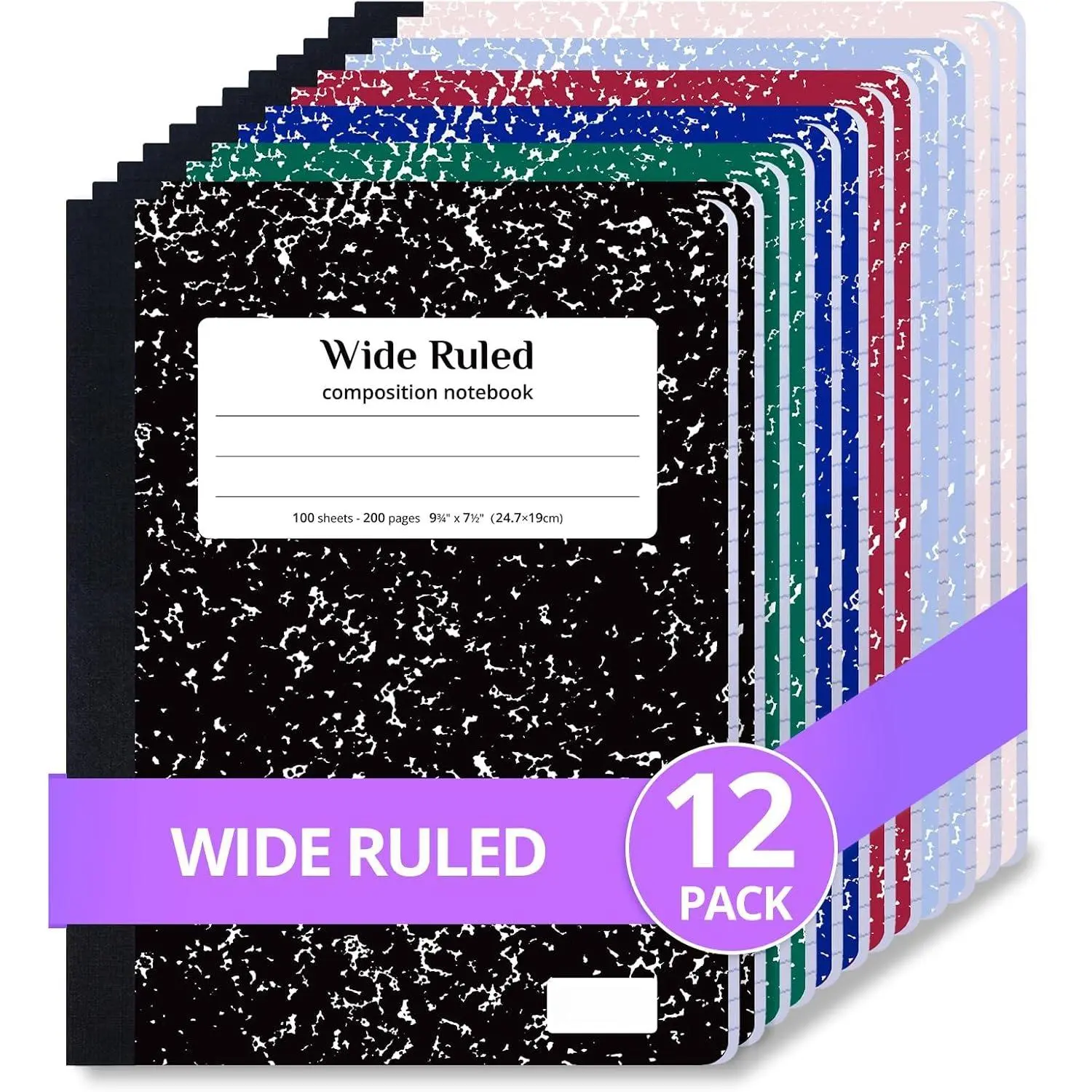 Mini Composition Notebooks, Wide Ruled, 160 Pages, 6 Pack,