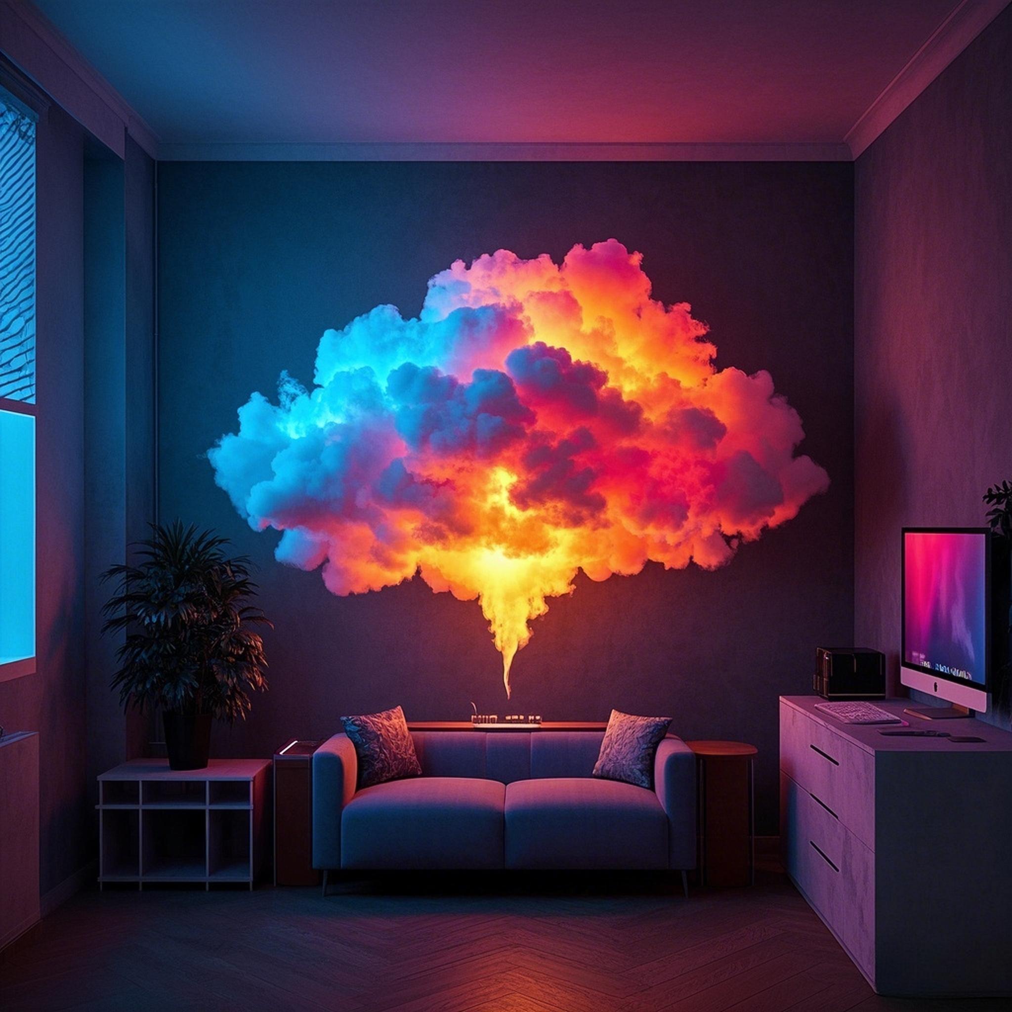 Thunder Cloud LED Light,Lightning Cloud Colorful Atmosphere Night Light,DlY Creative Cloud Lights Gaming Room Garage Club Bar dj Party Light, Light Decor- Light string length 26.25 feet (314.96inches)
