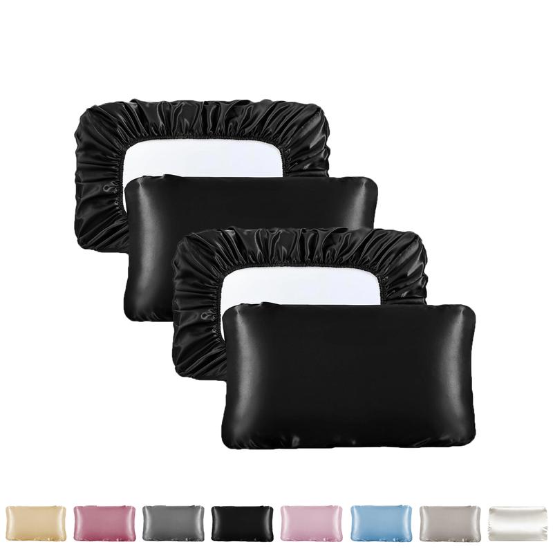 Solid Color Satin Pillowcase, Soft Pillow Cover, Pillow Protector for Home Bedroom & Travel, Bedding Supplies