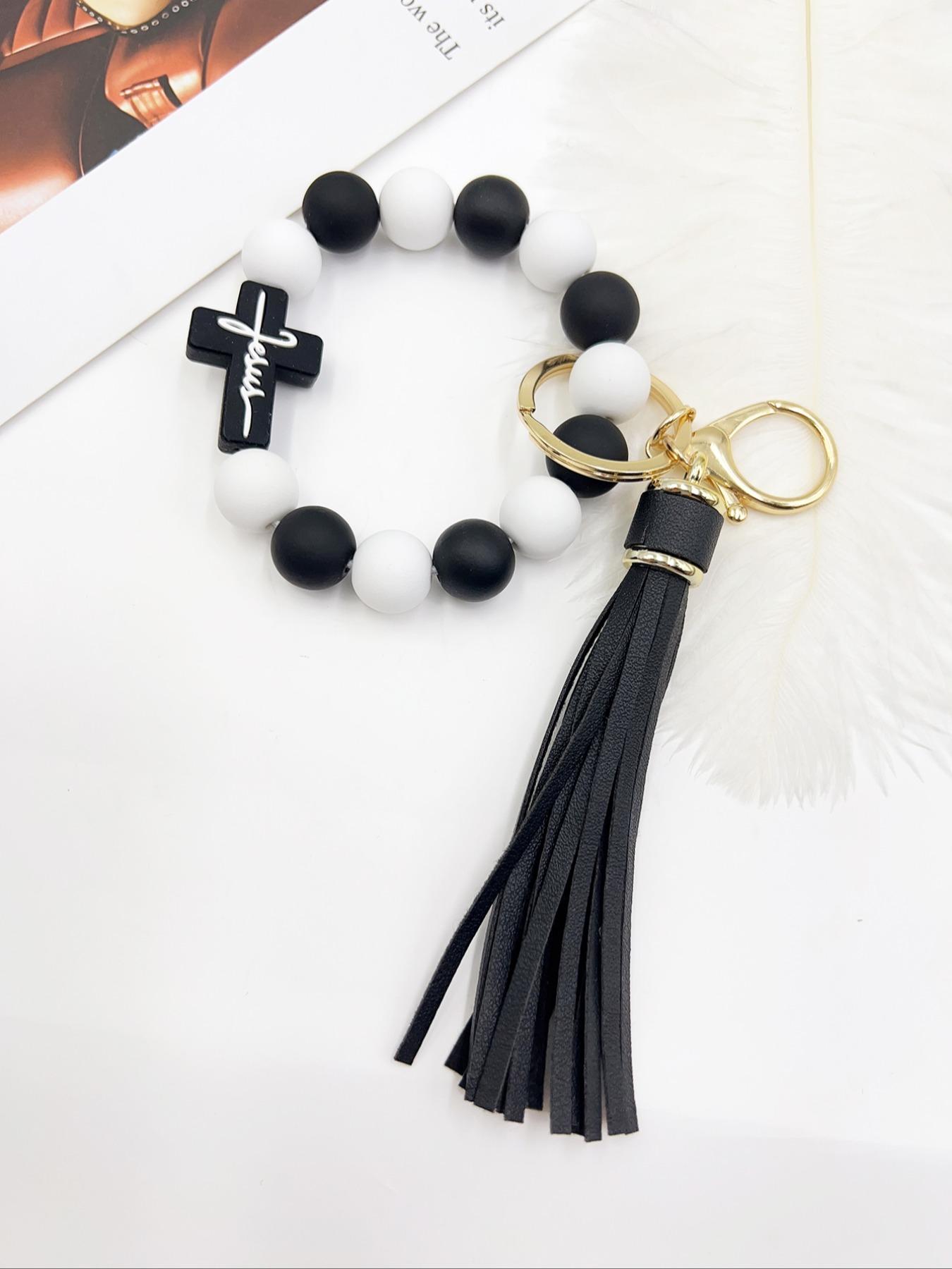 1 Piece Leopard Pattern Tassel Decor Beaded Keychain, Trendy Cute Jewelry for Women & Men, Fashion Accessories, Perfect Gift for Friends 1 Piece Leopard Pattern Tassel Decor Beaded Keychain, Trendy Cute Jewelry for Women & Men, Fashion Accessories, Perfect Gift for Friends