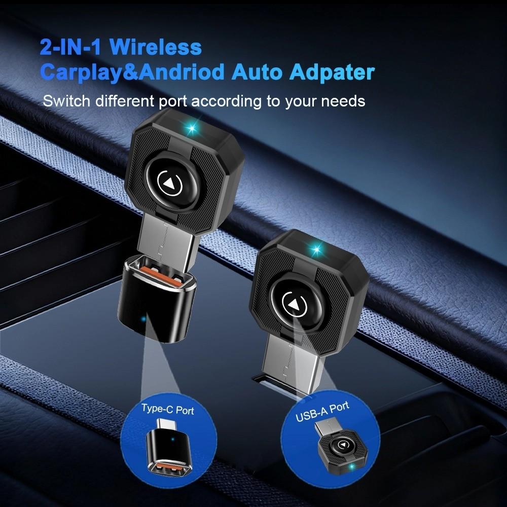 Carplay & Android Auto Wireless Adapter, Convert Wired to Wireless, Plug & Play, Seamless Connection, Hands-Free Driving, Smart Navigation, Wireless Carplay Dongle
