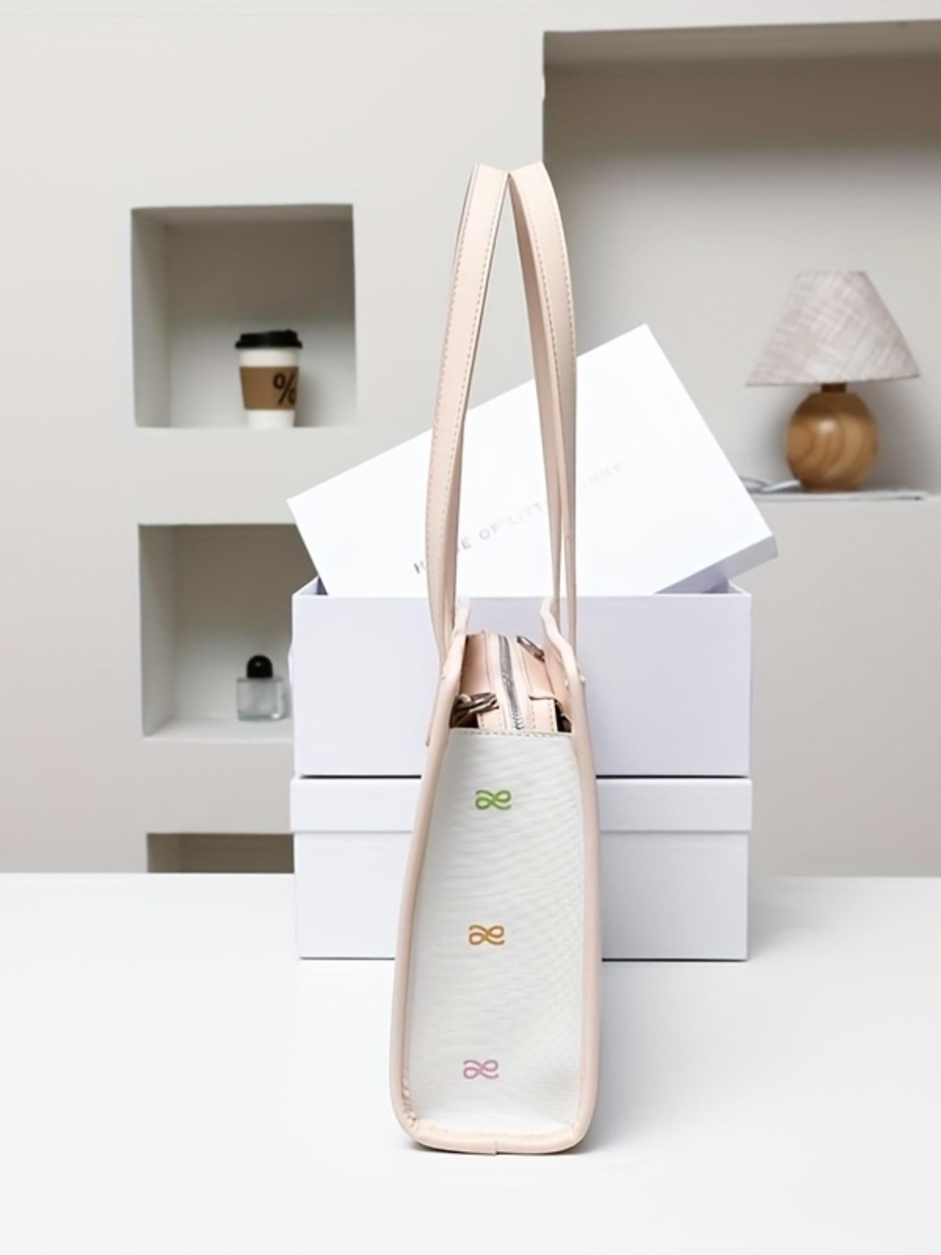 Elegant Printed Tote Bag for Modern Career Women, House of Littlebunny Urban Commute, Subtle Color Accents, Stylish Handbag