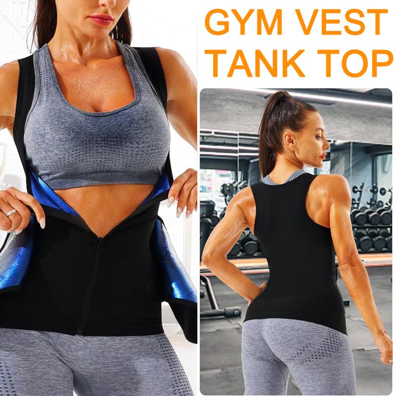 Women's Adjustable Sauna Tank Top, Tummy Control Shapewear Sleeveless Zipper Sauna Suit Waist Trainer Vest Shirt for Women, Workout Gym Exercise Activewear, Gym Clothes, Gym Wear, Fajas Para Mujer, Women Sportswear
