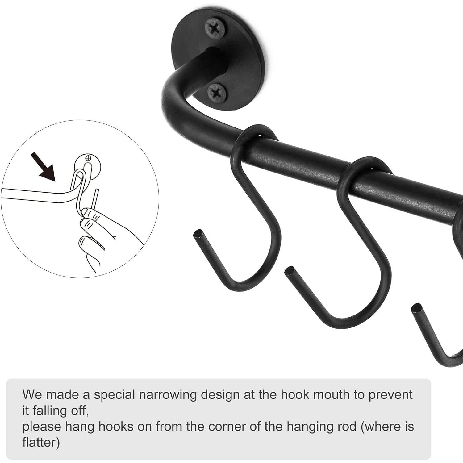 Modern Functional Wall Mounted Mug Holder - 5-Hook Coffee Cup Hanger Rack (1 Pack), Durable Metal Kitchen Rod, Space Saver Mug Storage, Easy Assembly, Wall & Under Cabinet Organizer for Kitchen Use