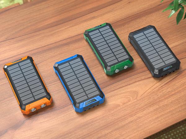 GOODaaa W22 36000mAh Solar Power Bank Wireless Charger Built in 4 Cables 6 Outputs 15W Fast Charging Power Bank for All Mobile Devices 3 Inputs Solar Portable Charger with Dual Flashlights, Carabiner