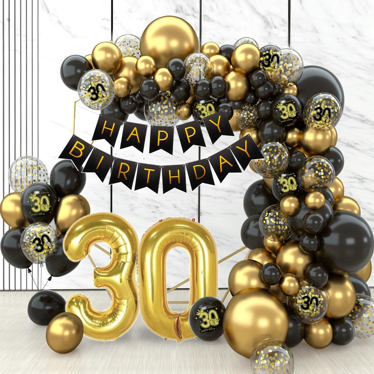 30th 40th Birthday Balloon Garland Banner Set,88pcs Gold Black 30 40 50 Birthday Confetti Balloon Decoration,30 Years Old Happy 30th Birthday Party Banner Decor