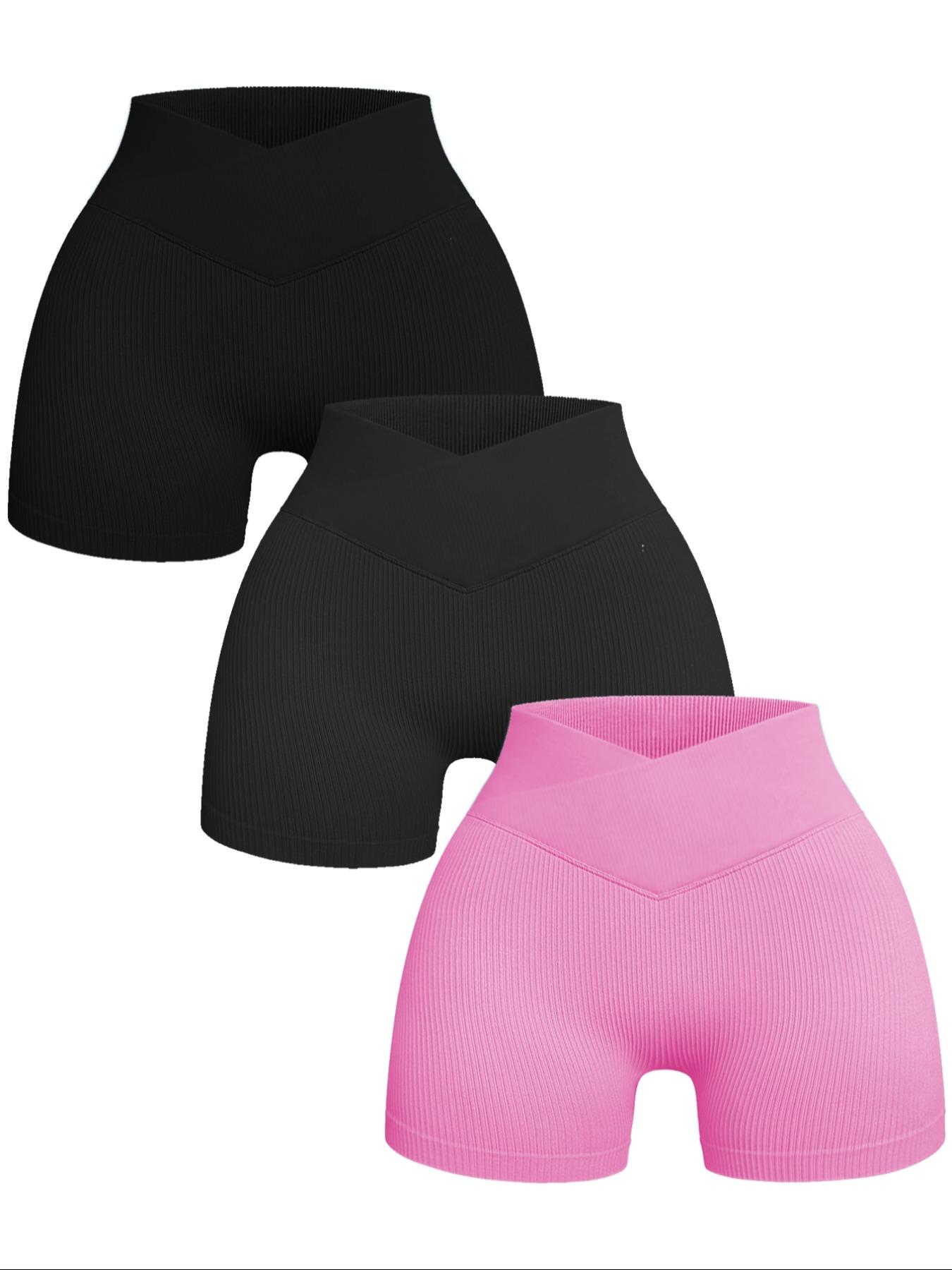 Women's Solid High Waist Ribbed Sports Gym Shorts, Summer Clothes Women Breathable Comfortable Textured High Stretch Seamless Short Leggings, Ladies Sportswear, Gym Clothing