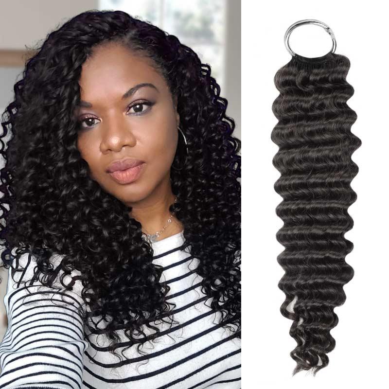 QVR Salt Pepper Crochet Hair Small Kinky Curly Machine Made Feather Human Hair Extension for Stylish Looks