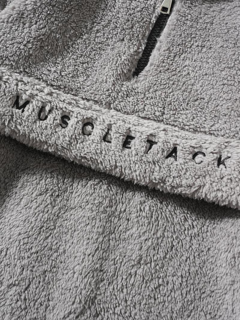 Men's Fall Winter Outfits Fleece Hoodie with Embroidered Letter Front for Daliy Wear, Old Money Style Half-Zip Pullover, Drawstring Hat, Casual Trendy Sweatshirt，Essential for Man's Wardrobe.