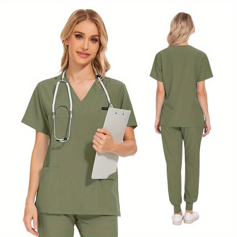Unisex Uniforms Beauty Costume Women Nurse Doctor Set Clinic Workwear Pet Vet Tops Pants Comfortable Leisure Care Center Daily Practical Work Clothes Set
