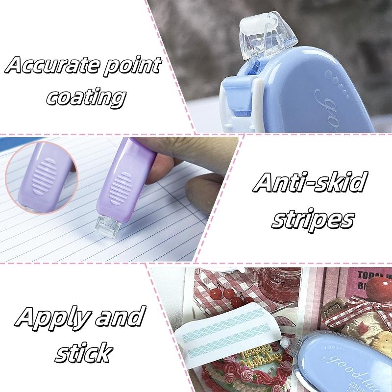 8pcs Four-Color Flip-Top Double-Sided Tape Set, Soft Colors, Large Capacity, Includes Roller, Smooth Adhesive, Ideal for Scrapbooking, Office Supplies