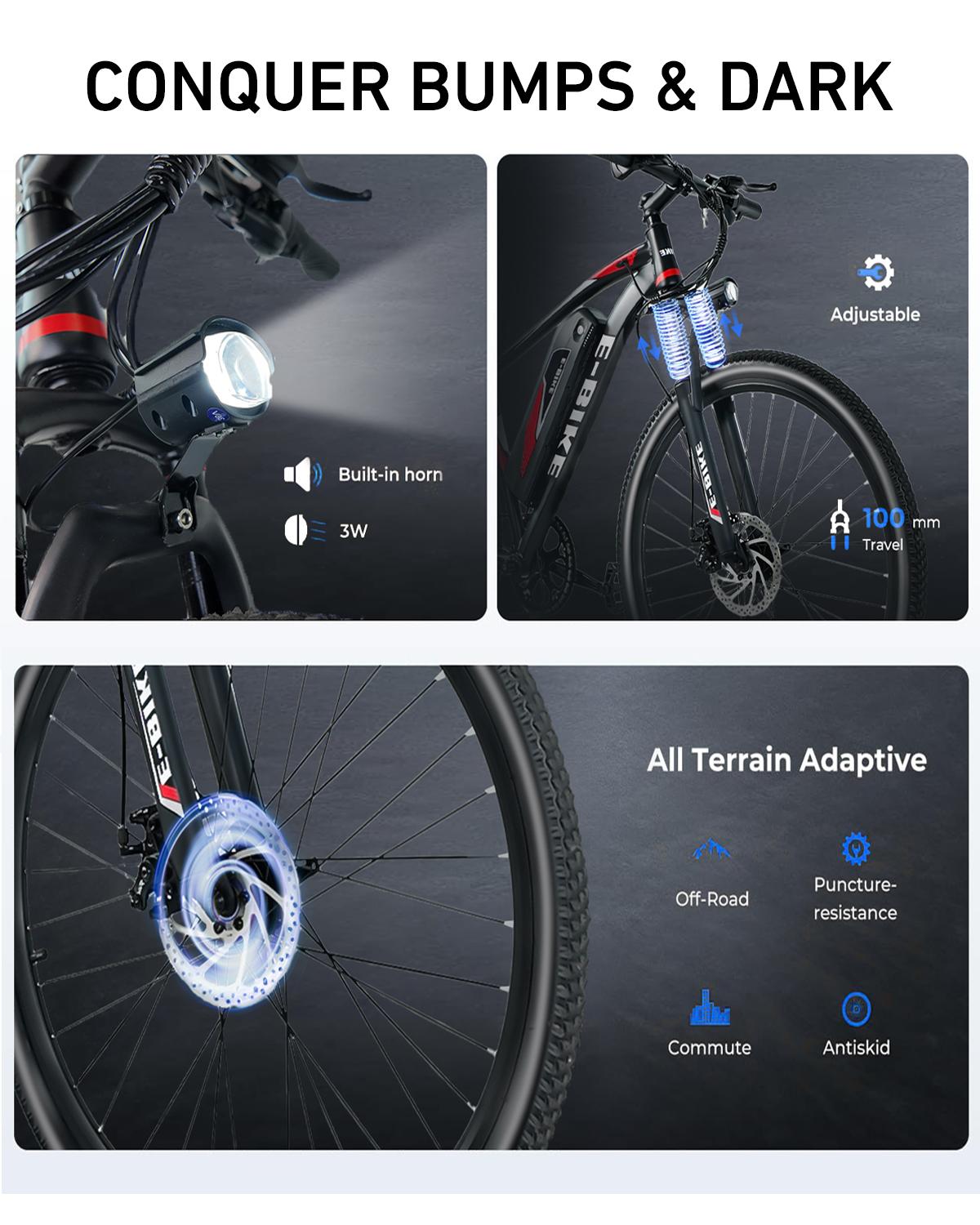 1500W Powerful Motor –26" Electric Mountain Bike for Adults , 25MPH Speed, 40-Mile Range, 7-Speed Gears，ebike for Commuting & Adventure，UL Certified for Safety.