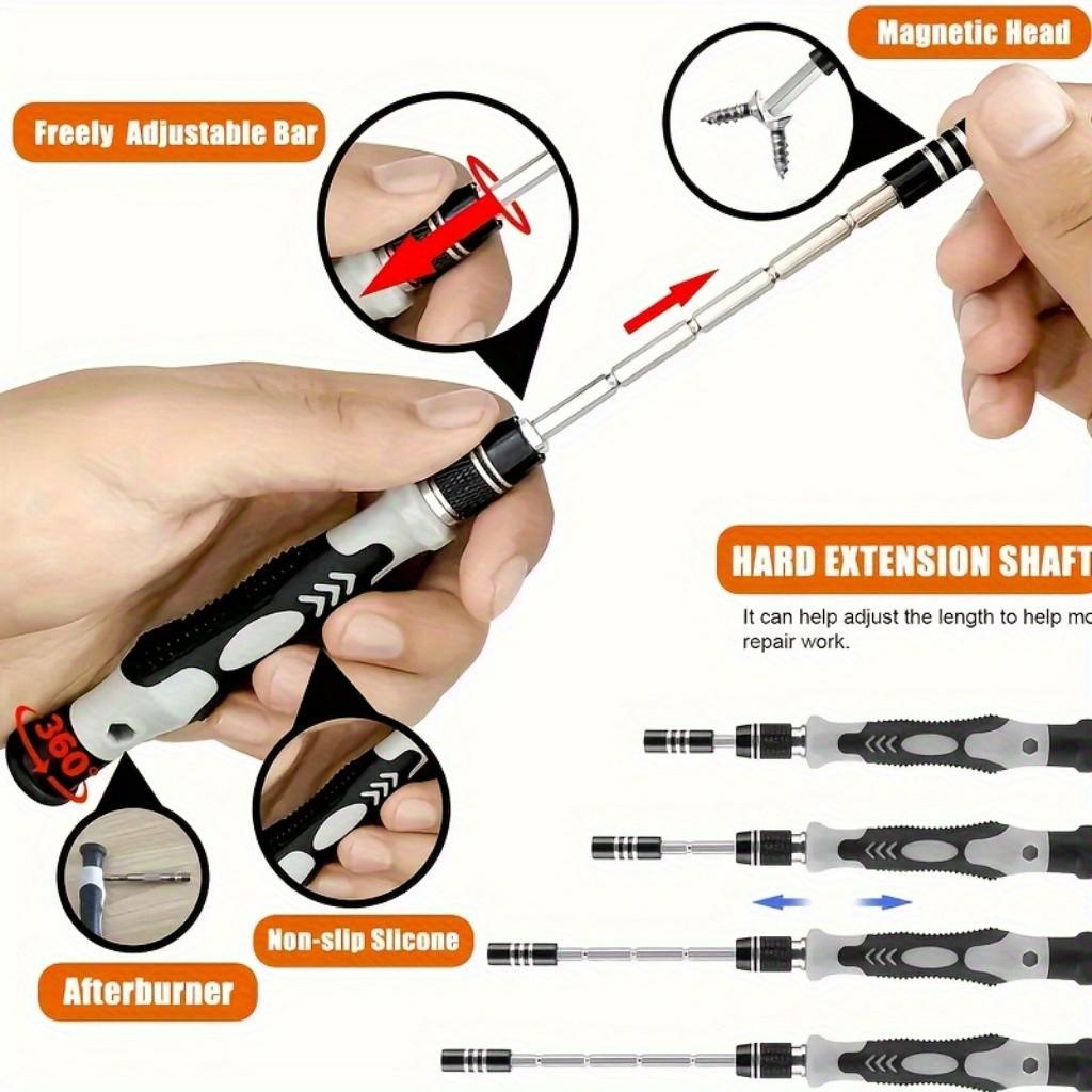 115-In-1 Precision Screwdriver Set, Phone Repair Kit with Magnetic Replaceable Screwdriver Bits, Mini Screwdrivers for iPhone & Watch, Switchable Screwdriver Shape
