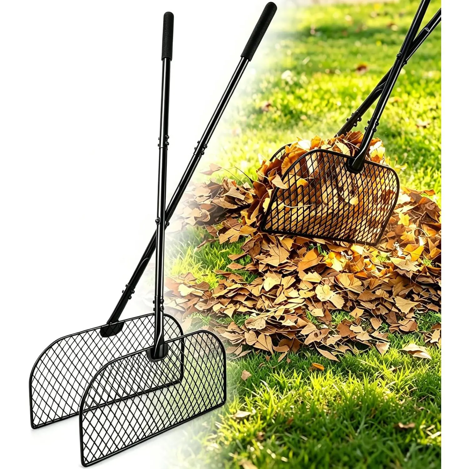 Leaf Grabber Rake, Long Handle Metal Leaf  Upper, Efficient and Labor-Saving Yard Rake Leaves Grabber for Garden Cleaning No Bending Over