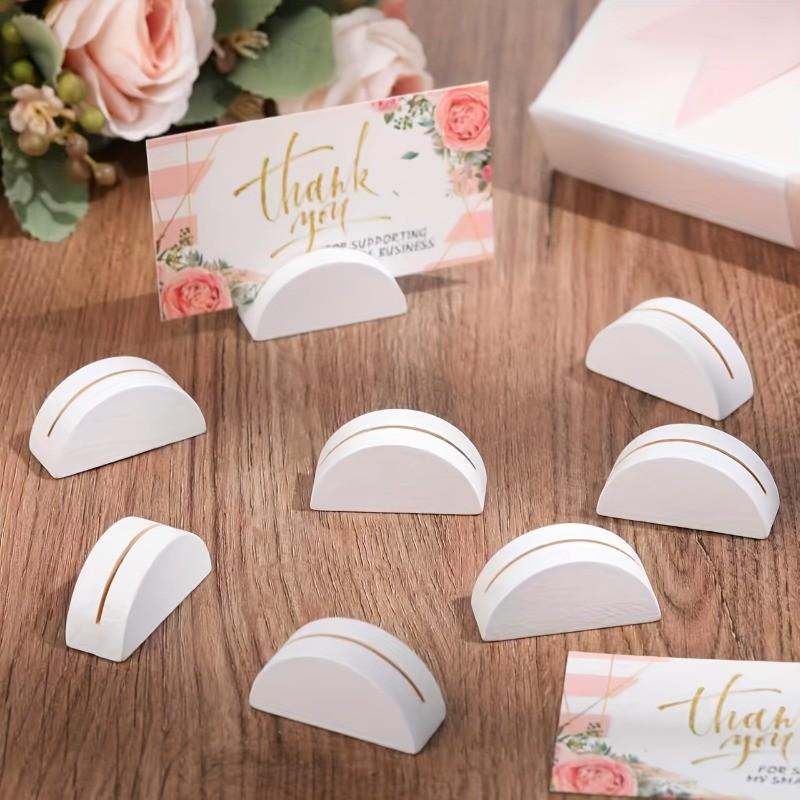 12pcs Wooden Photo Holders, Wedding Decor, Table Number Stands, Multi-Use Desktop Display Rack, Half-Circle Design, No Cards Included