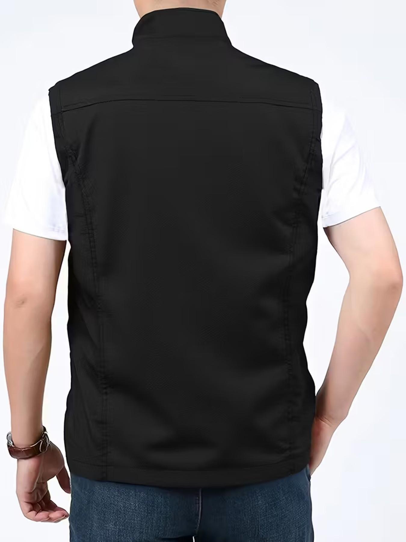 Men's Multi-Pocket Vest, Summer Lightweight Outdoor Fishing Vest, Sleeveless Casual Crop Top, Travel Workwear, Comfortable & Stylish