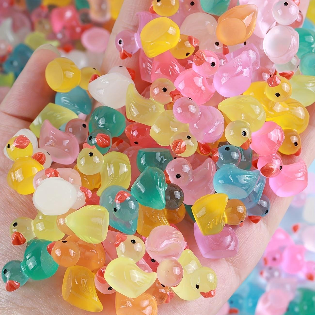 100pcs/200pcs Mini Glow-In-The-Dark Ducks, Resin Craft Decor, Party Gifts, Birthday Presents, Indoor & Garden Decor, DIY Plant Accessories