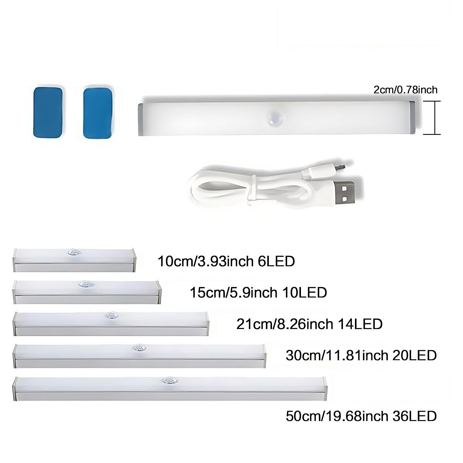 Smart Motion Sensor LED Light Strip: Rechargeable Bright Adjustable Lighting for Wardrobe Stairs Kitchen Garden Energy Efficient Installation No Drilling Needed Adjustable Leds