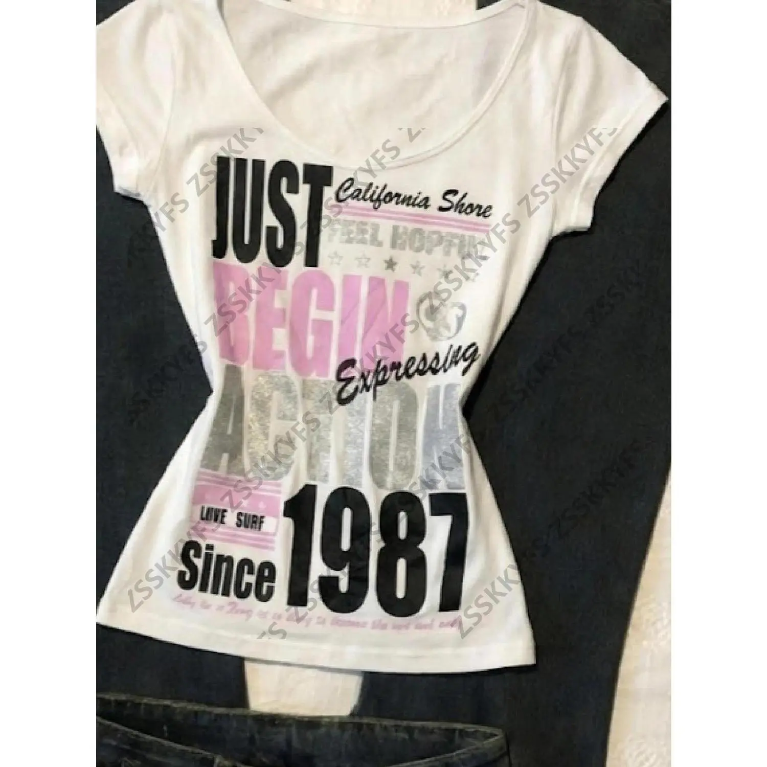 Y2k Letter 2000s Cute Women T shirts Summer Streetwear Grunge Gyaru Short-sleeved Tees Kpop Clothes Female Blusen Kawaii T-shirt