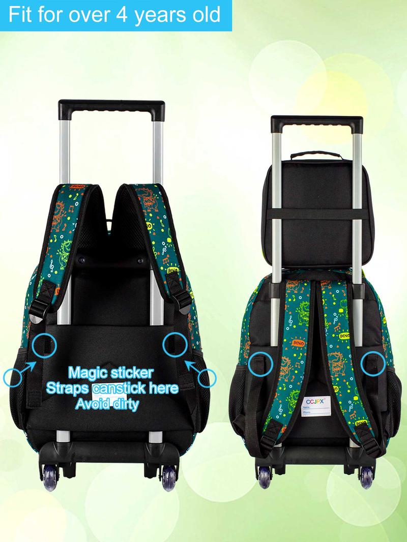 3Pcs Dinosaur Rolling Backpack for Boys, Kids School Backpacks with Wheels, Roller Bookbag with Lunch Box for Elementary Preschool(Green) 3Pcs Dinosaur Rolling Backpack for Boys, Kids School Backpacks with Wheels, Roller Bookbag with Lunch Box for Elementary Preschool(Green)