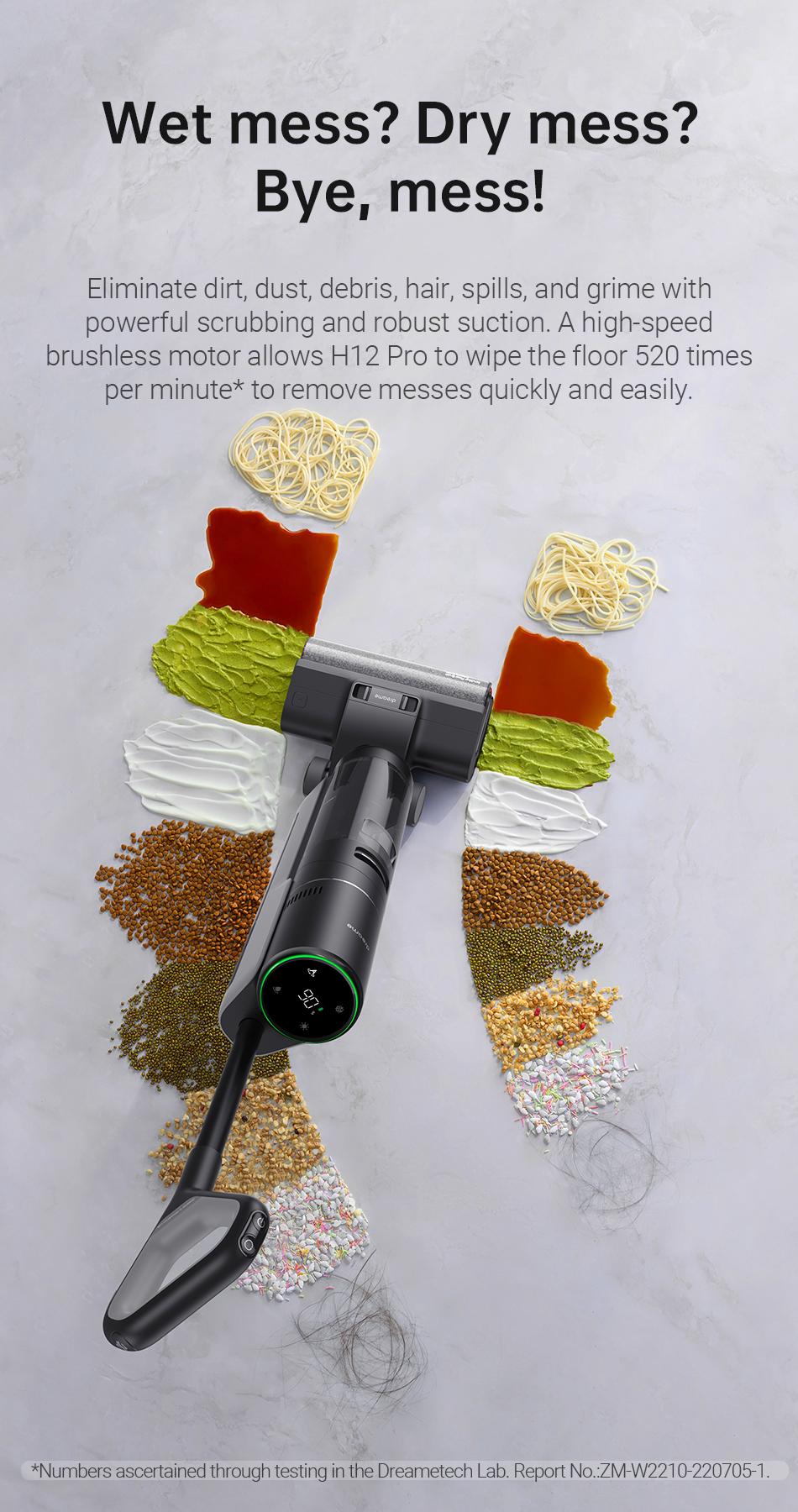 DREAME H12 PRO Series I Wet Dry Vacuum Cleaner, Smart Floor Cleaner Cordless Vacuum and Mop for Hard Floors, One-Step Edge to Edge Cleaning with Hot Air Drying Black