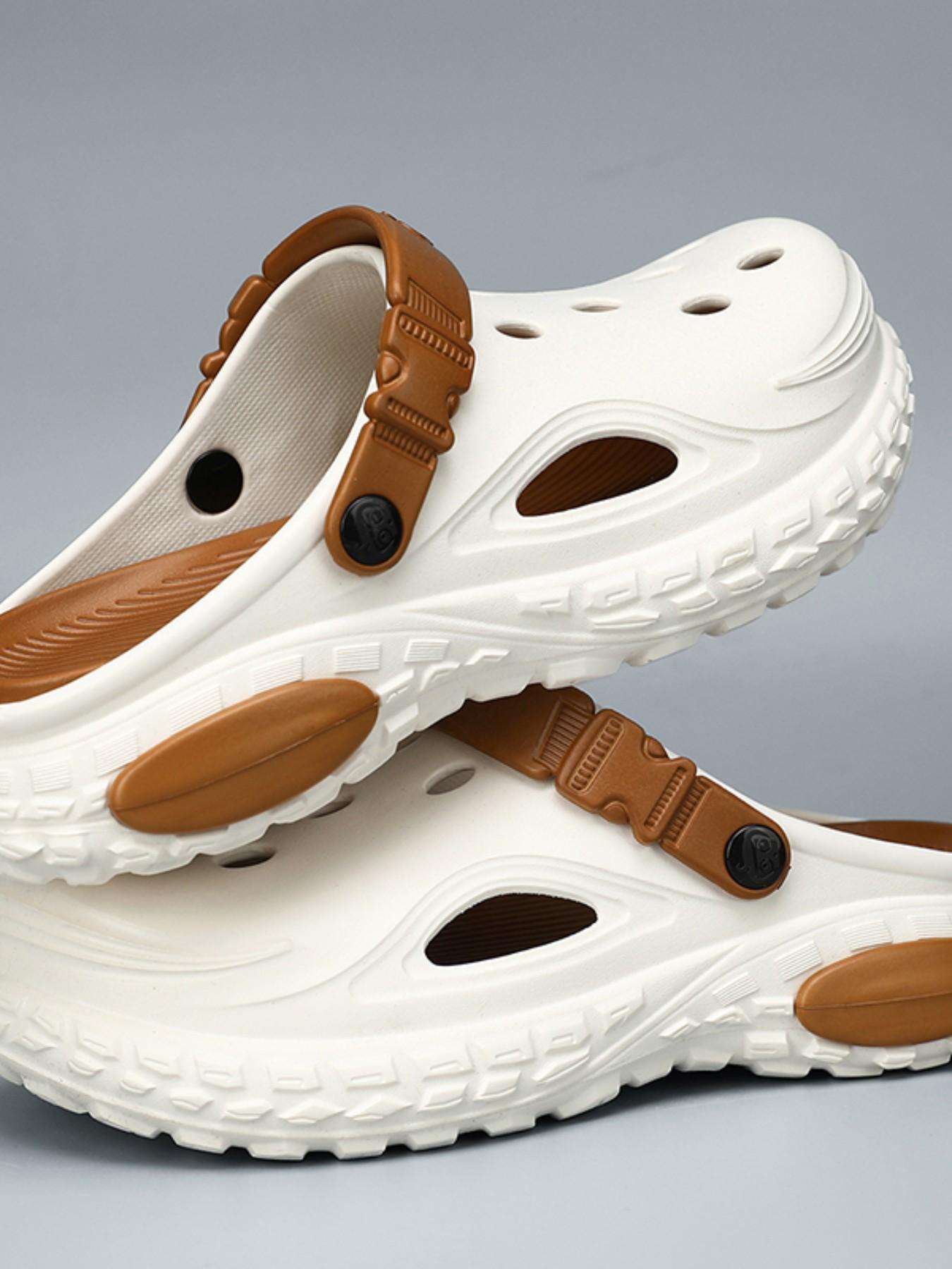 Large Size Couple Holey Shoes, Loose Thick Sole Sandals, Outdoor Wear, Extra Wide Durable Slippers, Beach Shoes, Comfortable Footwear